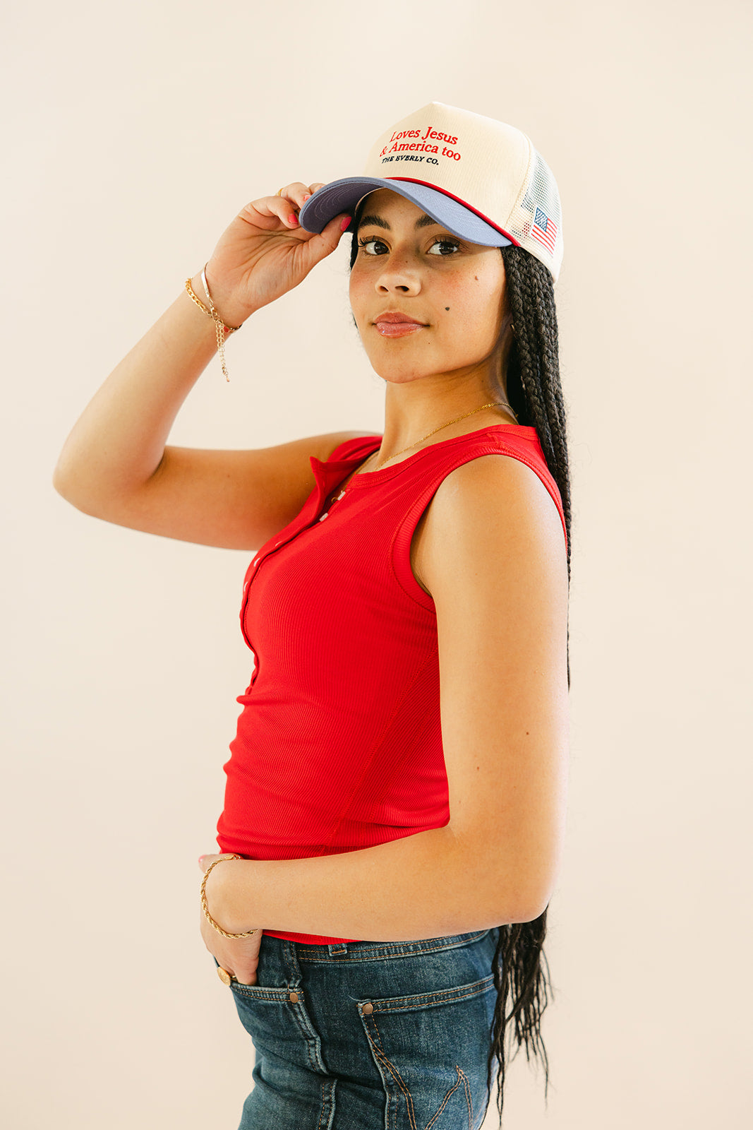Loves Jesus & America Too Trucker Hat