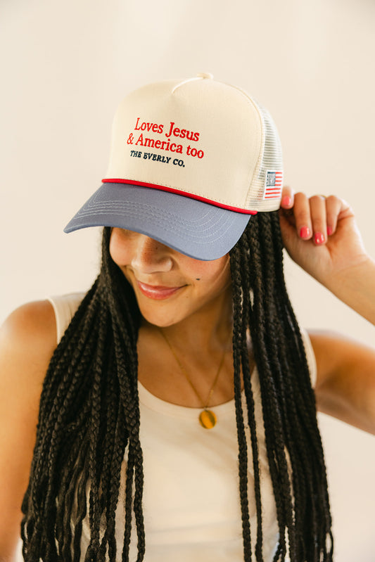Loves Jesus & America Too Trucker Hat