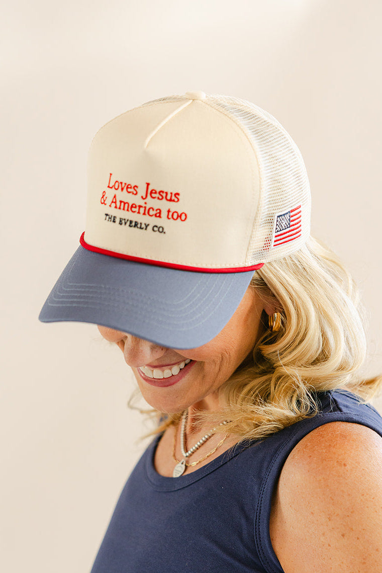 Loves Jesus & America Too Trucker Hat